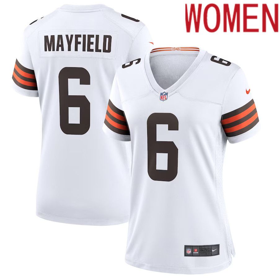 Women Cleveland Browns 6 Baker Mayfield Nike White Game NFL Jersey